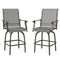 Outdoor Bar Stools Set of 2, Swivel Bar Height Chairs with High Back, Curved Armrests and Steel Frame, Light Grey