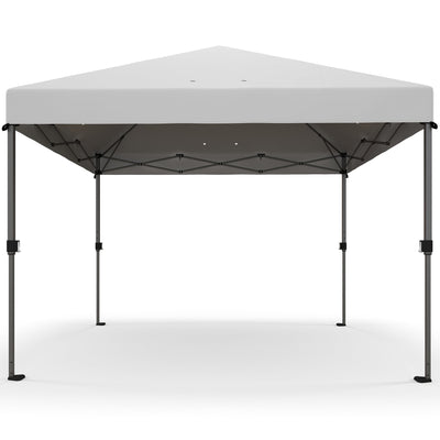 Outsunny 10x10FT Pop Up Canopy Instant Sun Shelter with Push Button Wheeled Bag Stakes Ropes Sandbags 