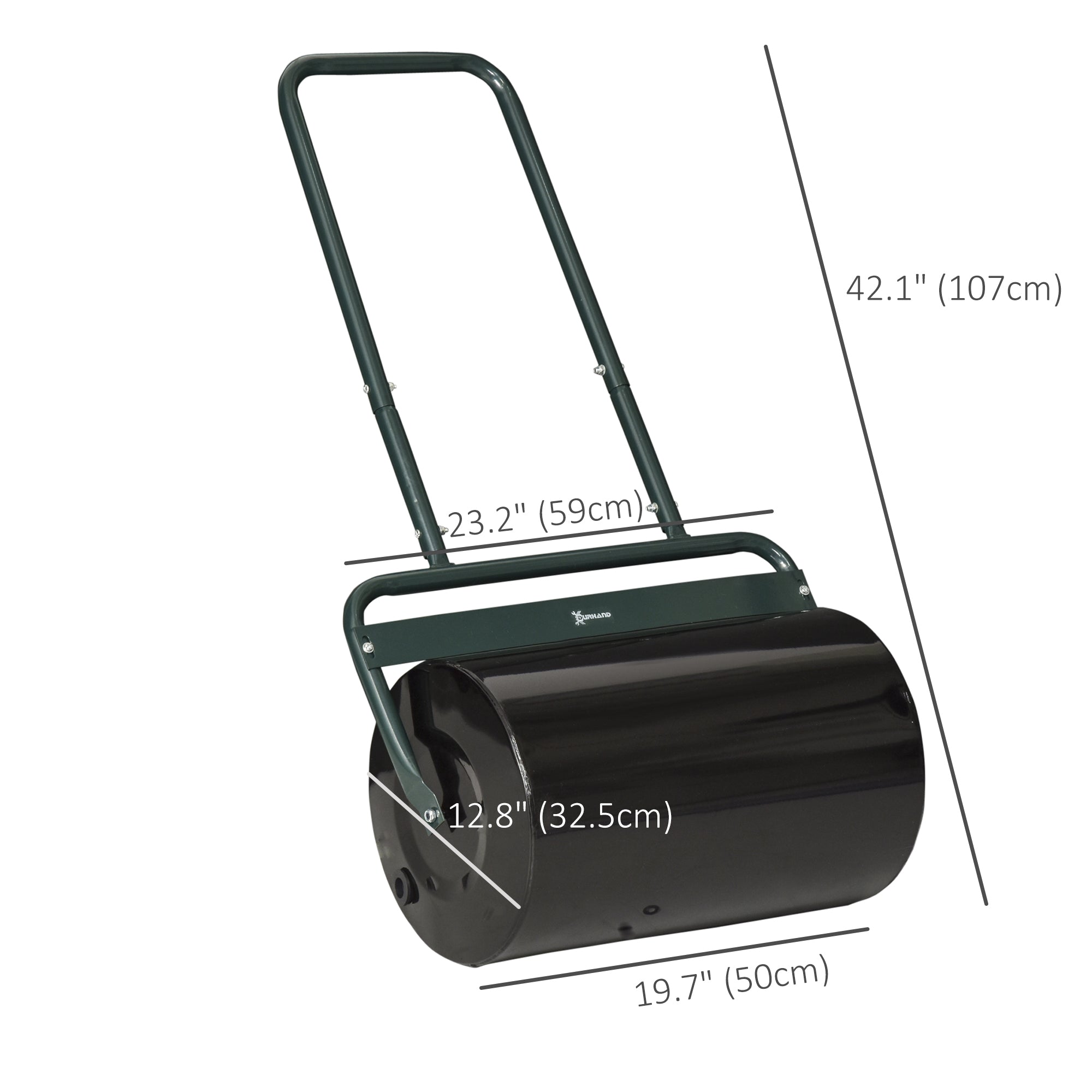 Outsunny Heavy Duty Lawn Roller, 20" Push/Tow Behind Sod Roller, Grass Flattener Filled with 10gal Water/136lbs Sand Green 