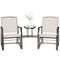 Double Patio Glider Chair with Glass Top Center Table, Outdoor Glider Loveseat with High Back,  All Weather Breathable Mesh Fabric for Garden, Backyard, Deck, Beige