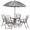 Outsunny 6 Pieces Outdoor Dining Set for 4 with Umbrella Patio Outdoor Furniture Set with Round Table 4 Folding Chairs Grey