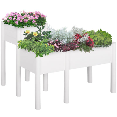 Outsunny 46" x 34" x 33" in Raised Garden Bed Outdoor Wood Elevated Planter Box Kit with Non-woven Fabric for Vegetables Flowers 