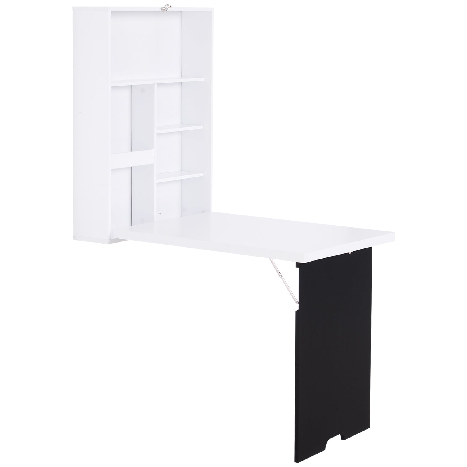 HOMCOM Convertible Wall Mounted Desk Fold Out Space Saving Writing Floating Board White Black 