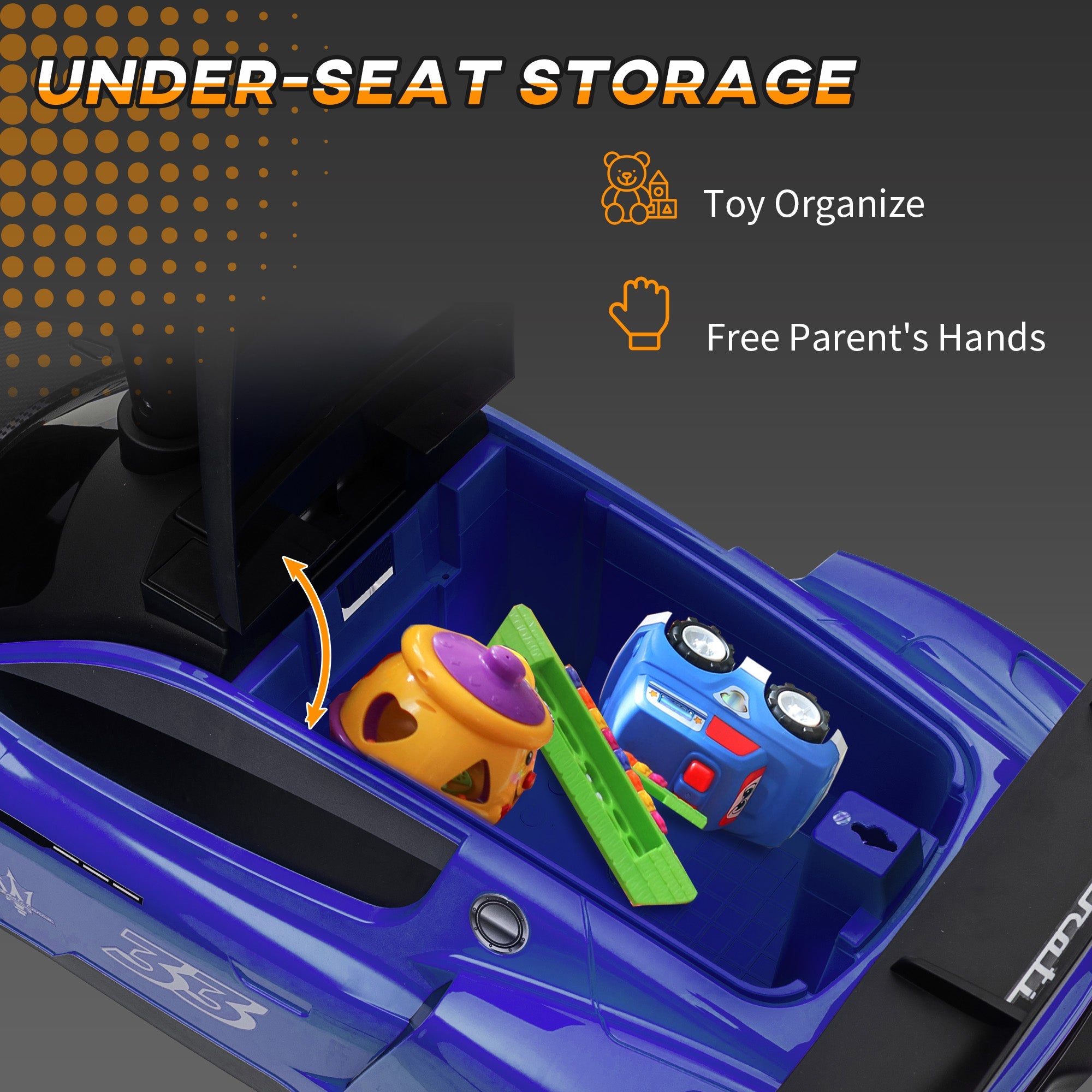 Qaba Licensed Maserati GT2 Baby Sliding Car with Storage, Music, Horn, Foot to Floor Toddler Car for 18-60 Months, Blue 