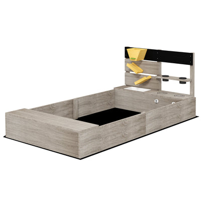 Outsunny Kids Wooden Sandbox with Protective Liner Kitchen Theme for Outdoor Garden Backyard Play 