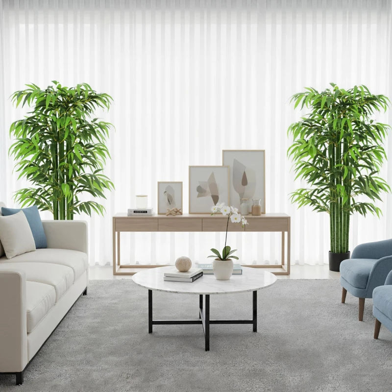 5.3ft Artificial Tree Set of 2, Indoor Fake Bamboo with Pot, for Home, Office, and Living Room Decor