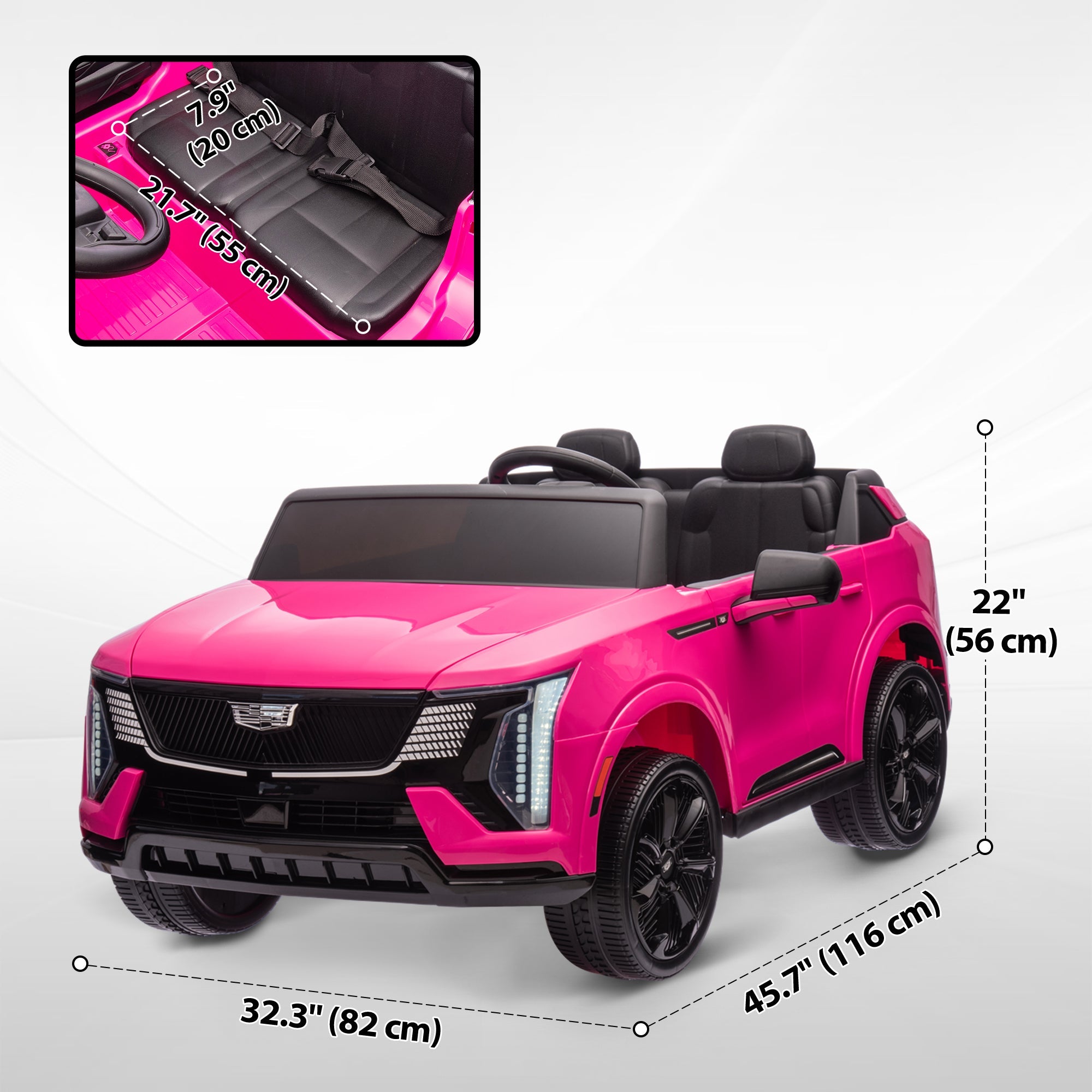 Qaba 2-Seater Ride on Truck, 12V Cadillac Escalade Licensed Kids Electric Car with Remote , Spring Suspension, Pink 