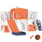 Qaba 7 in 1 Toddler Slide with Basketball Hoop, Climber, Telescope, Tunnel, Steering Wheel, for 1-3 Years, Orange