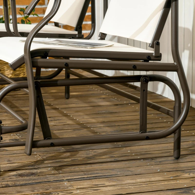 Patio Glider Rocking Chair 2 Person Outdoor Loveseat Rocker Garden Furniture Bench, Beige