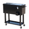 80 Quart Rolling Cooler Cart Portable Patio Ice Beer Beverage Cooling Bin for Outdoor Party w/ Bottle Opener & Storage Shelf Black