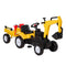 Aosom Yellow Ride-On Pedal Digger Construction Car with Horn Detachable Trailer Kids Toy Vehicle