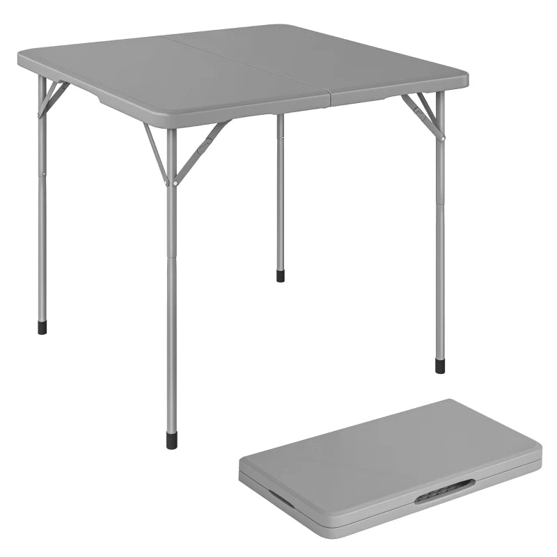 Folding Picnic Table Heavy Duty Camping Table 34" x 34", Indoor Outdoor Use for Picnic, Beach, BBQ, Grey