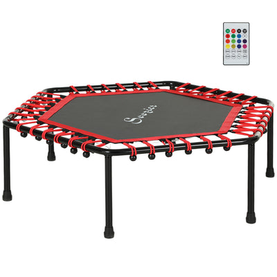 Soozier 45" Rebounder Trampoline for Adult, Quiet Bungee Rebounder with LED Lights Remote Control, Red 