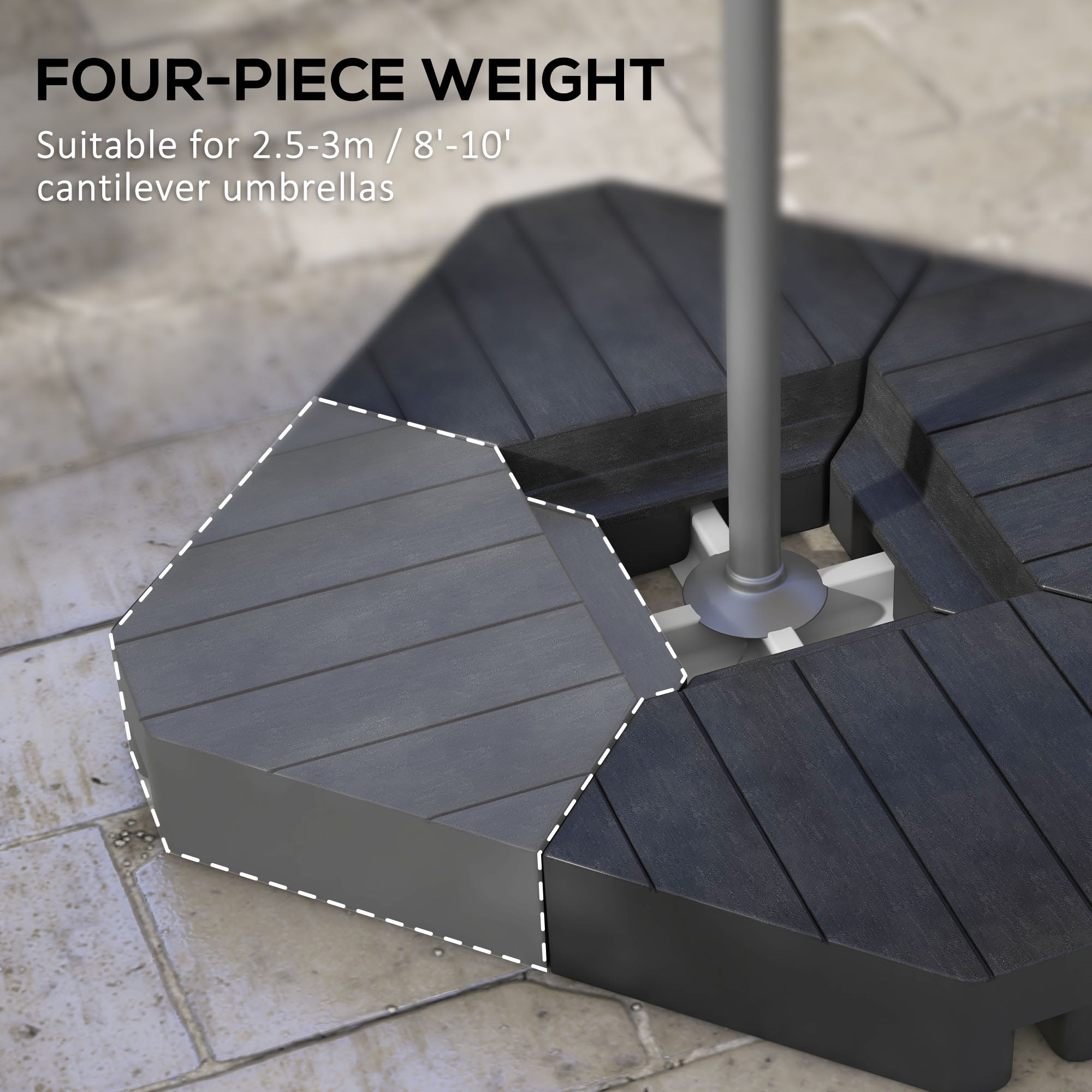 Outsunny Offset Umbrella Base Outdoor Umbrella Weights, 132 lb. Capacity Water or 176 lb. Capacity Sand, Black 