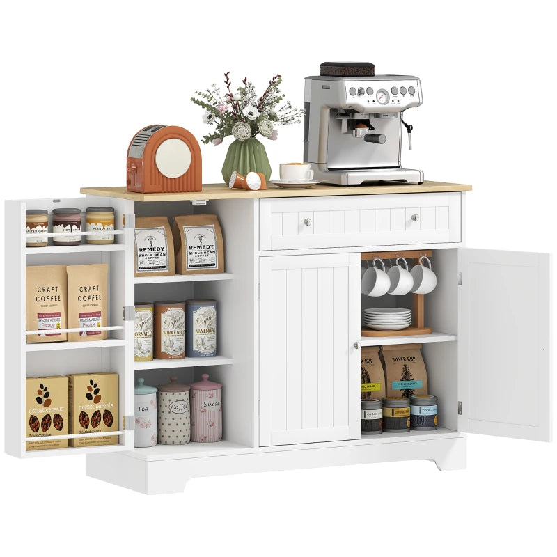 Modern Sideboard Cabinet, 41" Kitchen Buffet Cabinet with Drawer, Adjustable Shelf, 3 Doors for Dining Room, White