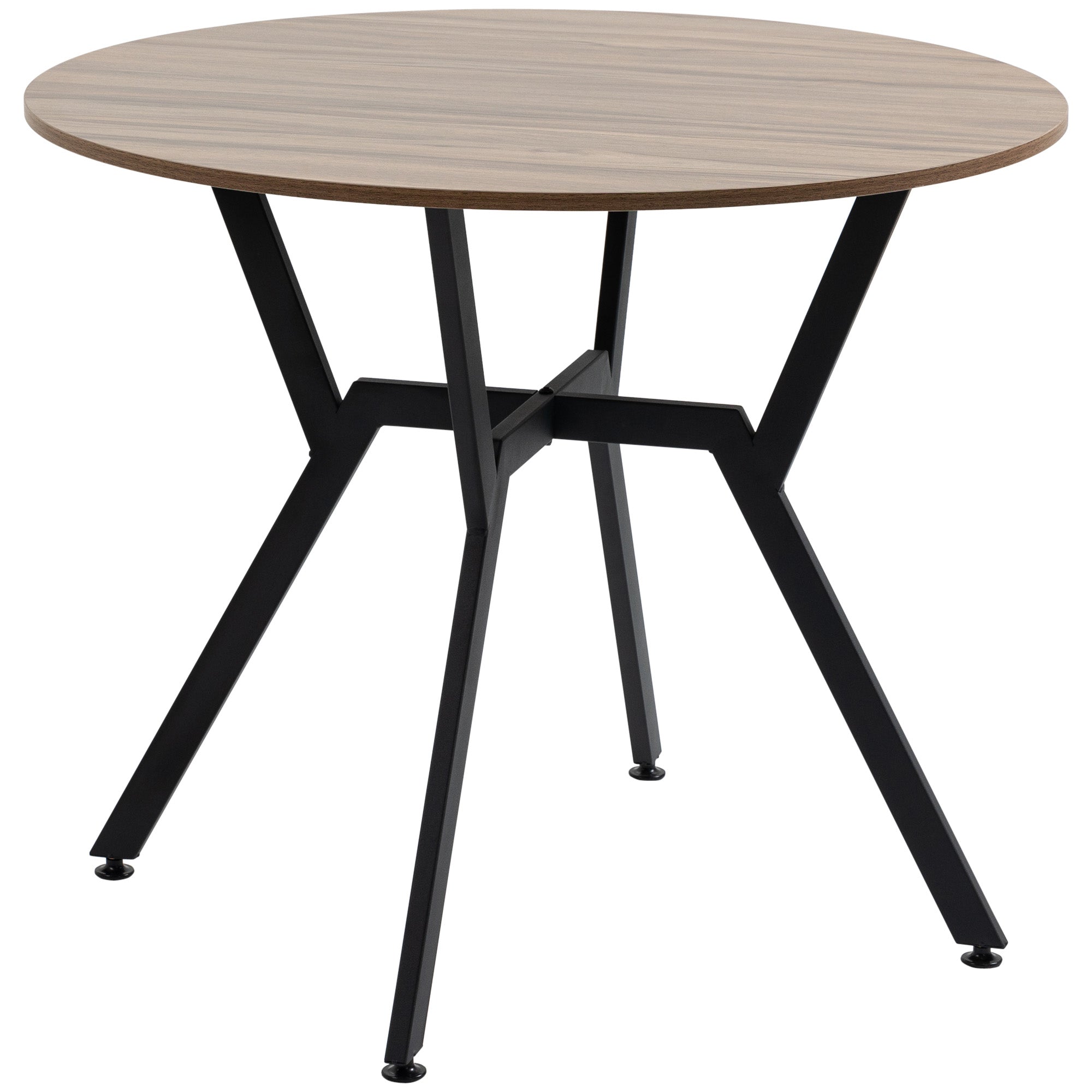 HOMCOM 35 Round Dining Table Modern Space Saving Steel Frame Small Kitchen Table Brown 