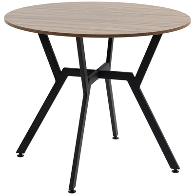 HOMCOM 35 Round Dining Table Modern Space Saving Steel Frame Small Kitchen Table Brown 
