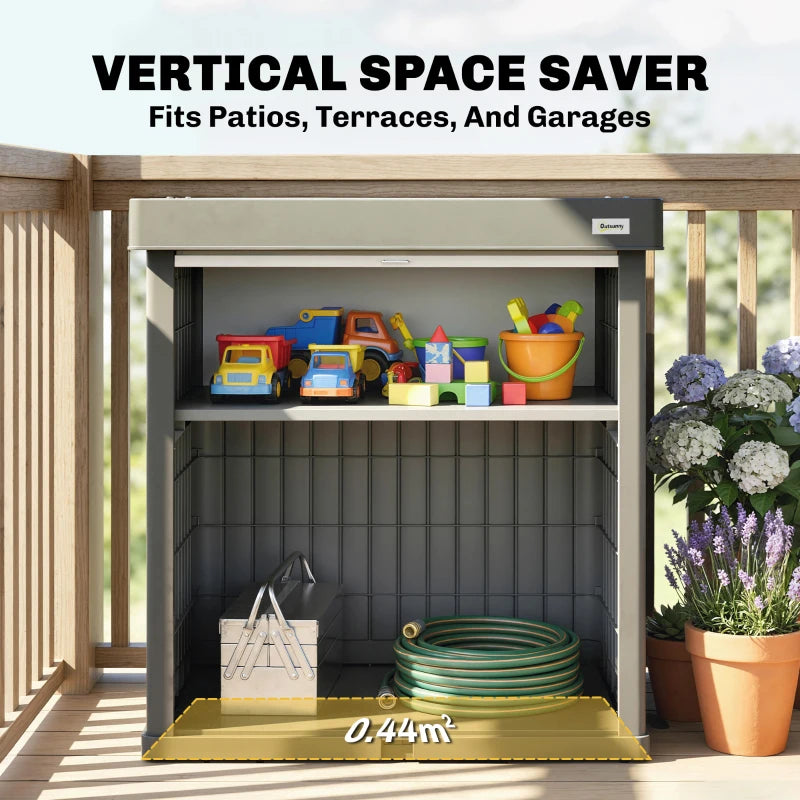 82 Gallon Outdoor Storage Box, Splash-Resistant & UV Resistant Garden Storage Container for Patio, Porch, Poolside, Grey