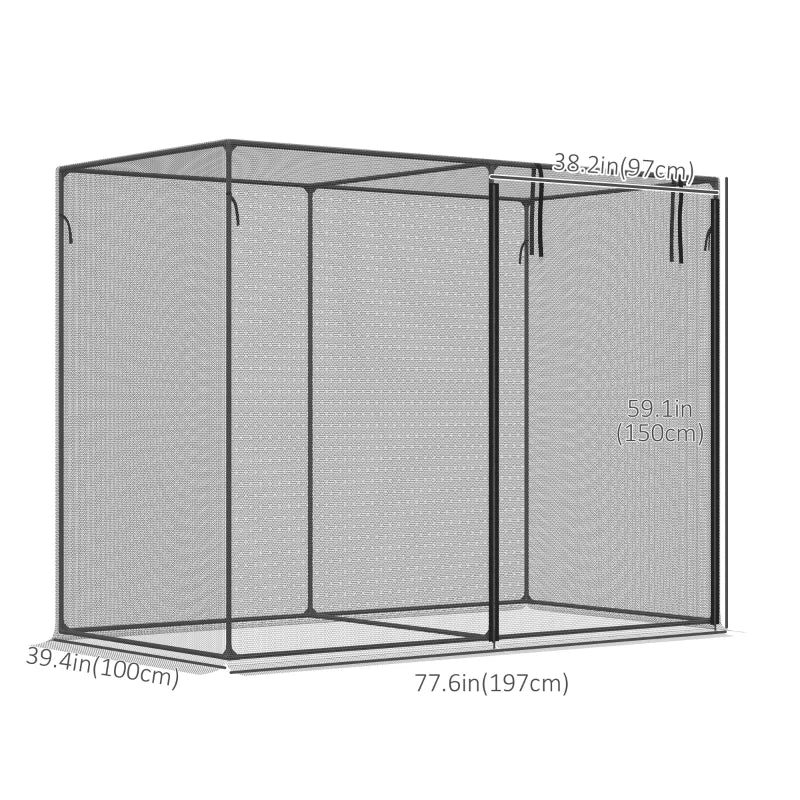 6.5 x 3.3ft Crop Cage, Garden Plant Protector with Single Zippered Door, Storage Bag and Ground Stakes, Black