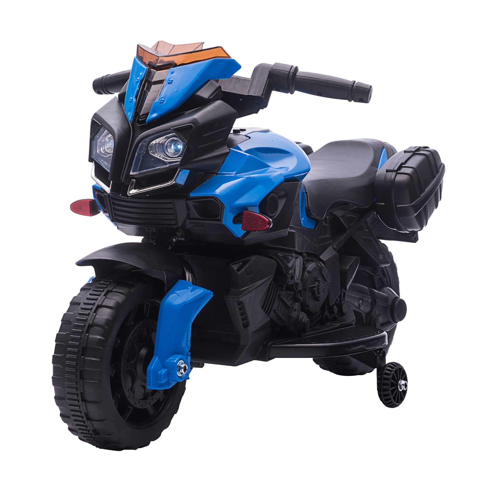 Aosom Kids Ride On Motorcycle, 6V Electric Battery Powered Dirt Bike w/ Training Wheels, Gift for Children Boys Girls Blue 