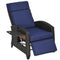 Outsunny Outdoor Adjustable Recliner Chair with Cushion & Side Tray, Comfortable Patio Lounging Chair, Blue