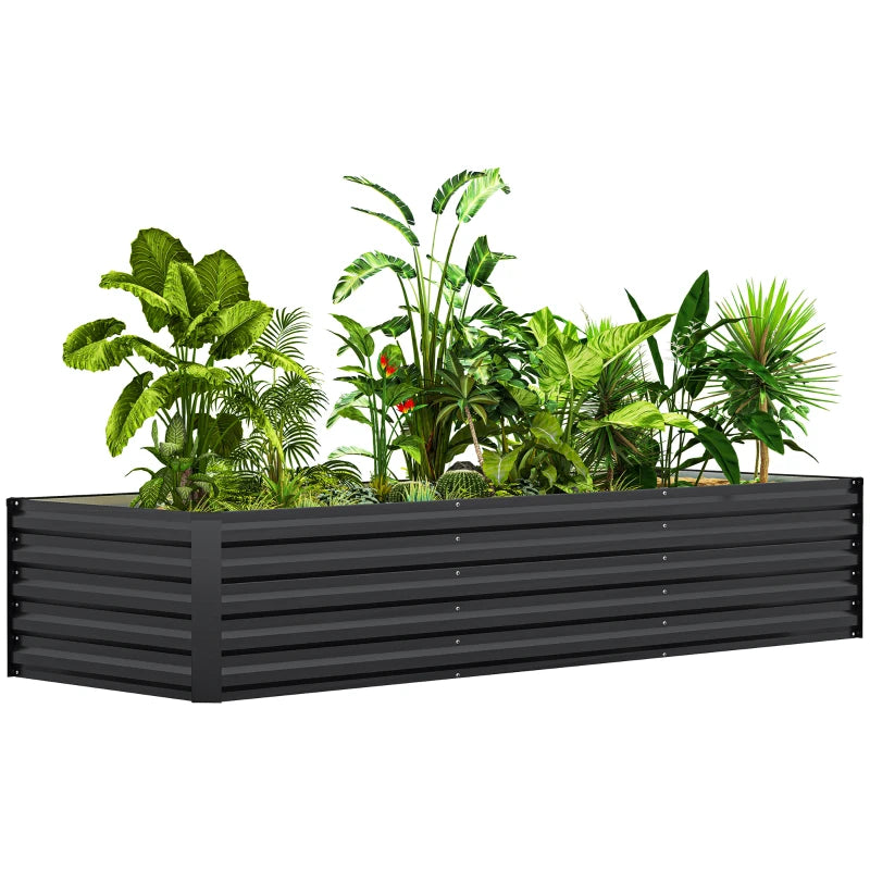 8 x 2.6 x 1.5ft Galvanized Raised Garden Bed, Reinforced Outdoor Planter Box with Open Bottom, Dark Grey