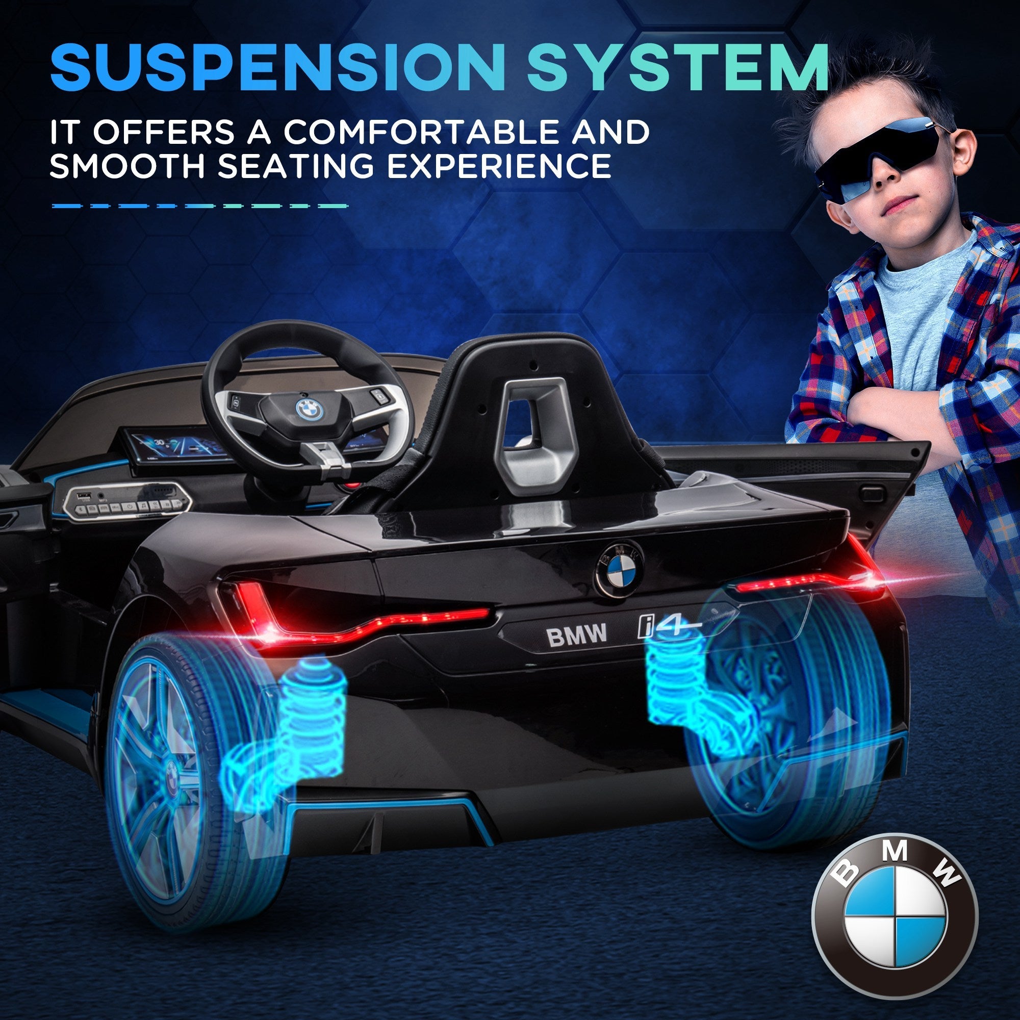 Aosom 12V Kids Ride-On Car: Remote Control, 3.1MPH, Portable Battery, Black 