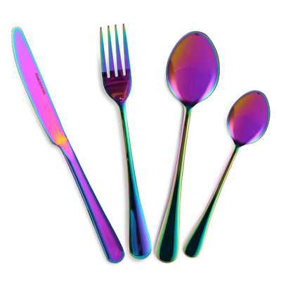 4-Piece Flatware Set Stainless Steel Silverware Cutlery Kitchen Utensil Set w/ Fork Knife Tea Spoon for Home Kitchen Hotel Restaurant 