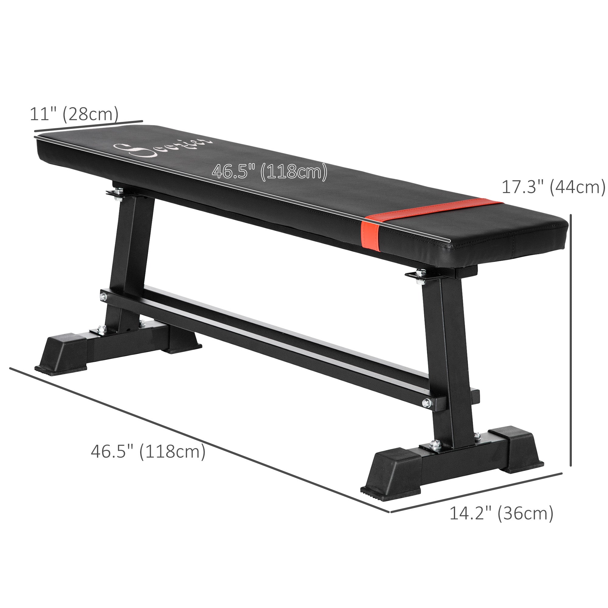 Soozier Flat Weight Bench with Dumbbell Rack, Padded Seat and Anti-slip Foot Pads for Home Gym Workout 