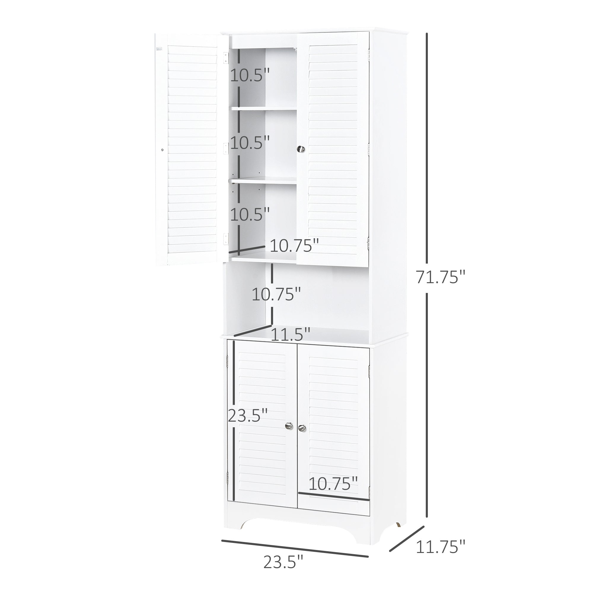 HOMCOM Versatile Storage Cabinet: Freestanding Buffet Hutch with Adjustable Shelves for Bathroom or Kitchen Pantry 