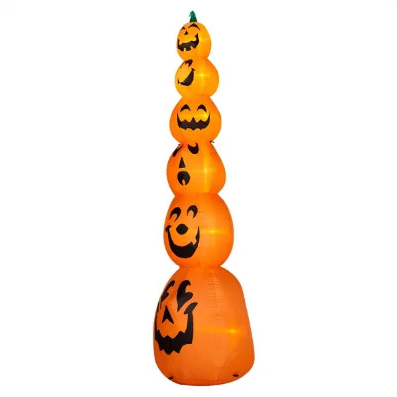 9FT Halloween Inflatable Stacked Pumpkins, Blow Up 6 Pumpkins Inflatable With Built-in LED Lights Outdoor Decorations Large Party Yard Decoration 