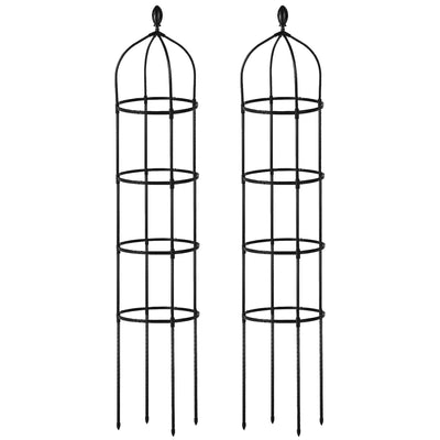 2 Packs Garden Obelisk Trellis 5.9FT Plants Tower for Climbing Plants Flower Vegetable Vine Support Rustproof Garden Plant Trellis Black 