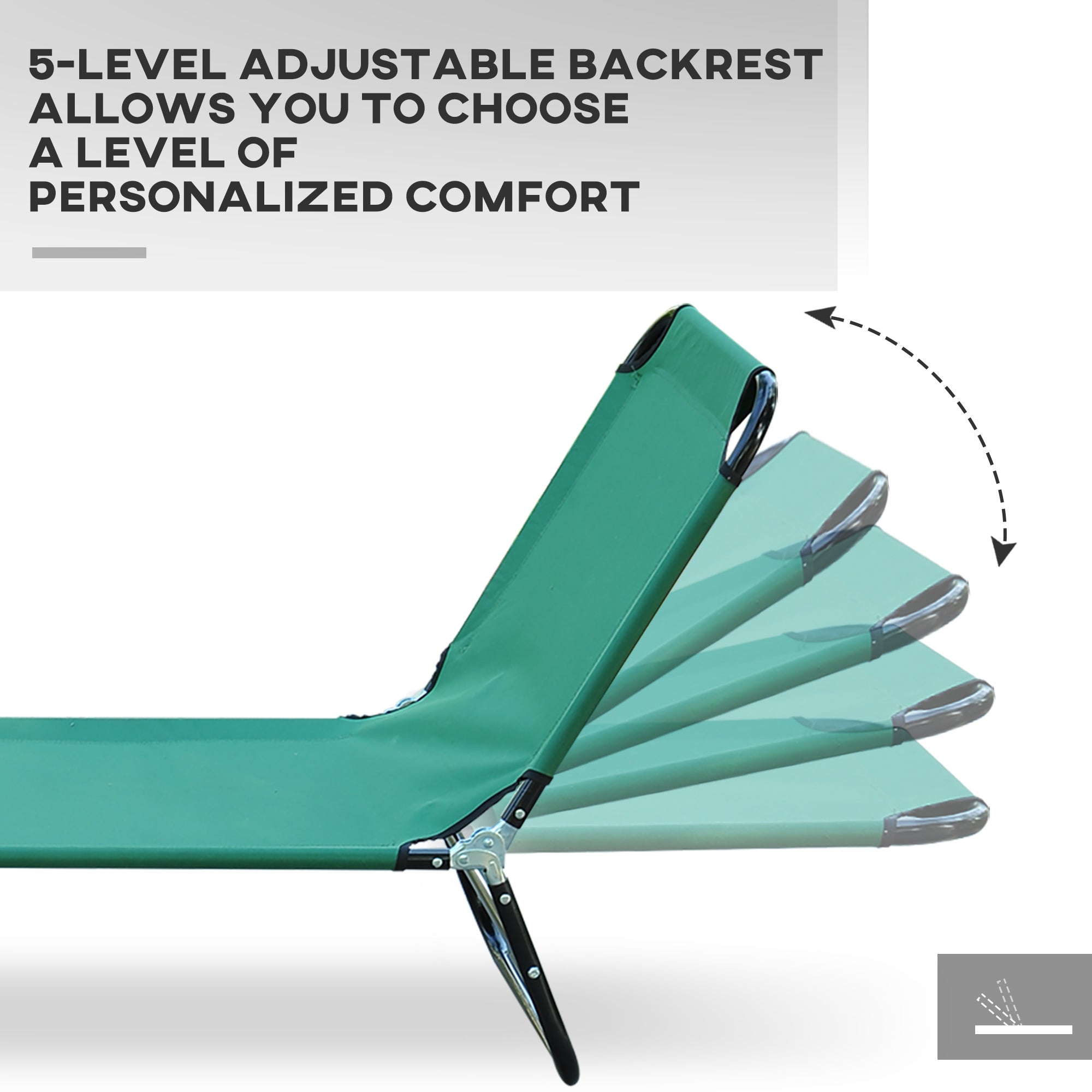 Outsunny Portable Folding Beach Lounge Chair, Reclining Patio Sun Lounger Bed, Green - Ideal for Camping & Garden 