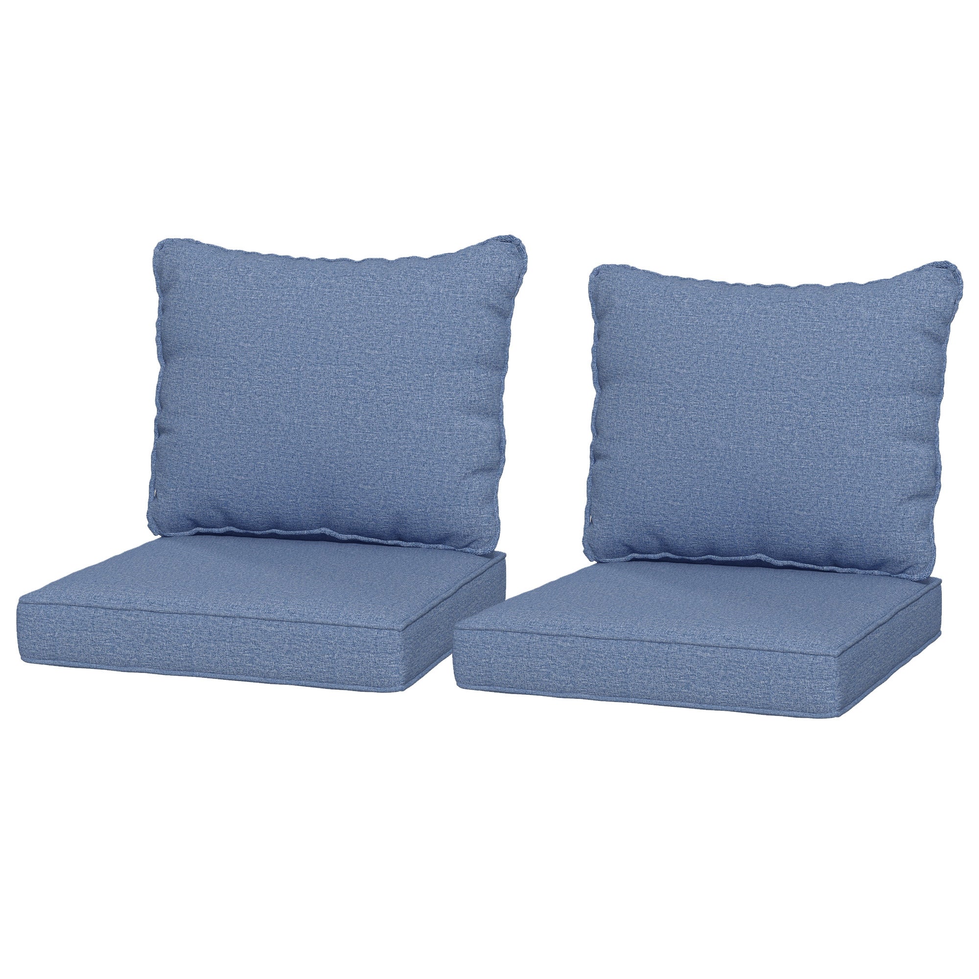 Outsunny 4-Piece Seat Cushion Pillows Replacement, Patio Chair Cushions Set with Back for Indoor Outdoor, Blue 