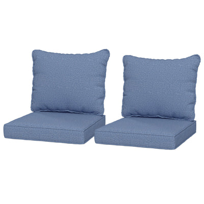 Outsunny 4-Piece Seat Cushion Pillows Replacement, Patio Chair Cushions Set with Back for Indoor Outdoor, Blue 