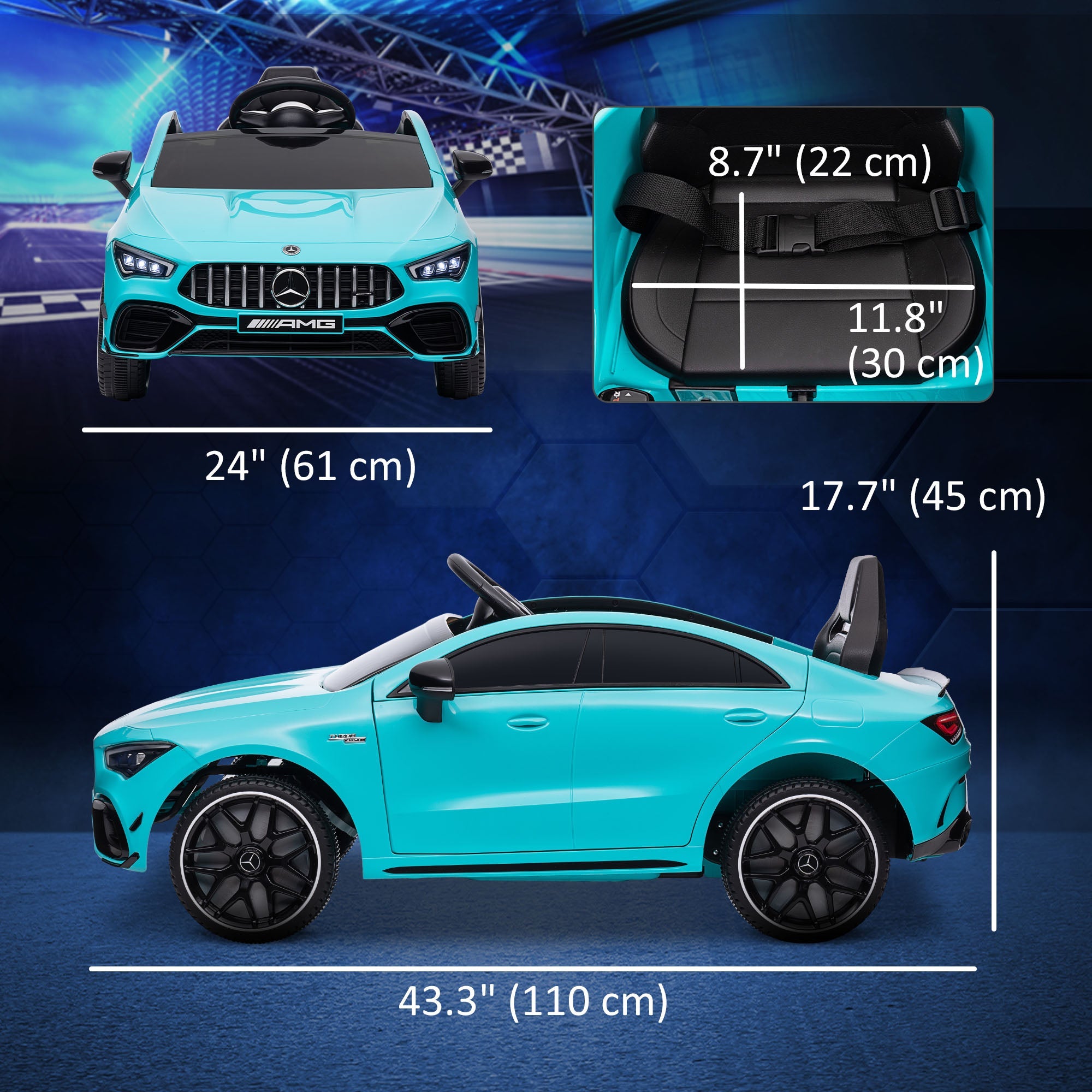 Qaba Mercedes-AMG Licensed 12V Ride on Car, Kids Electric Car with Remote Control, Spring Suspension, LED Lights, Light Blue 