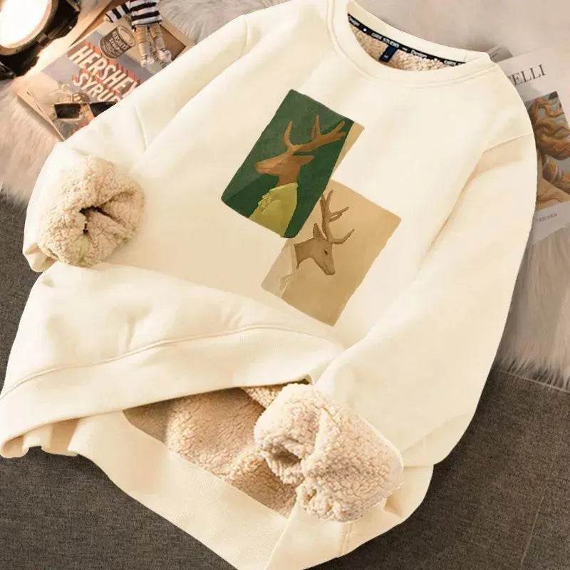 Autumn Winter Fleece-lined thick sweatshirt Pullover top for men 