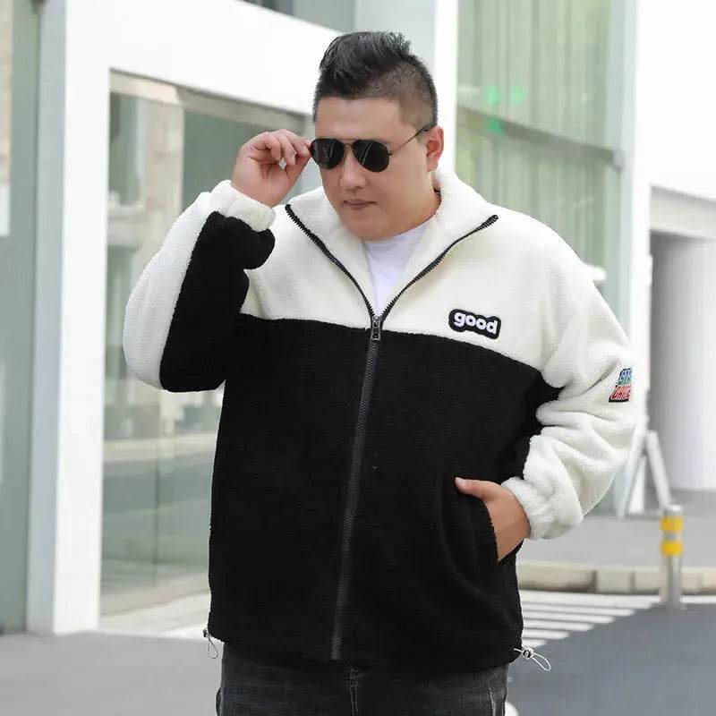 Autumn Winter wool Fleece-lined Thickening Zip up Cardigan Coat for men 