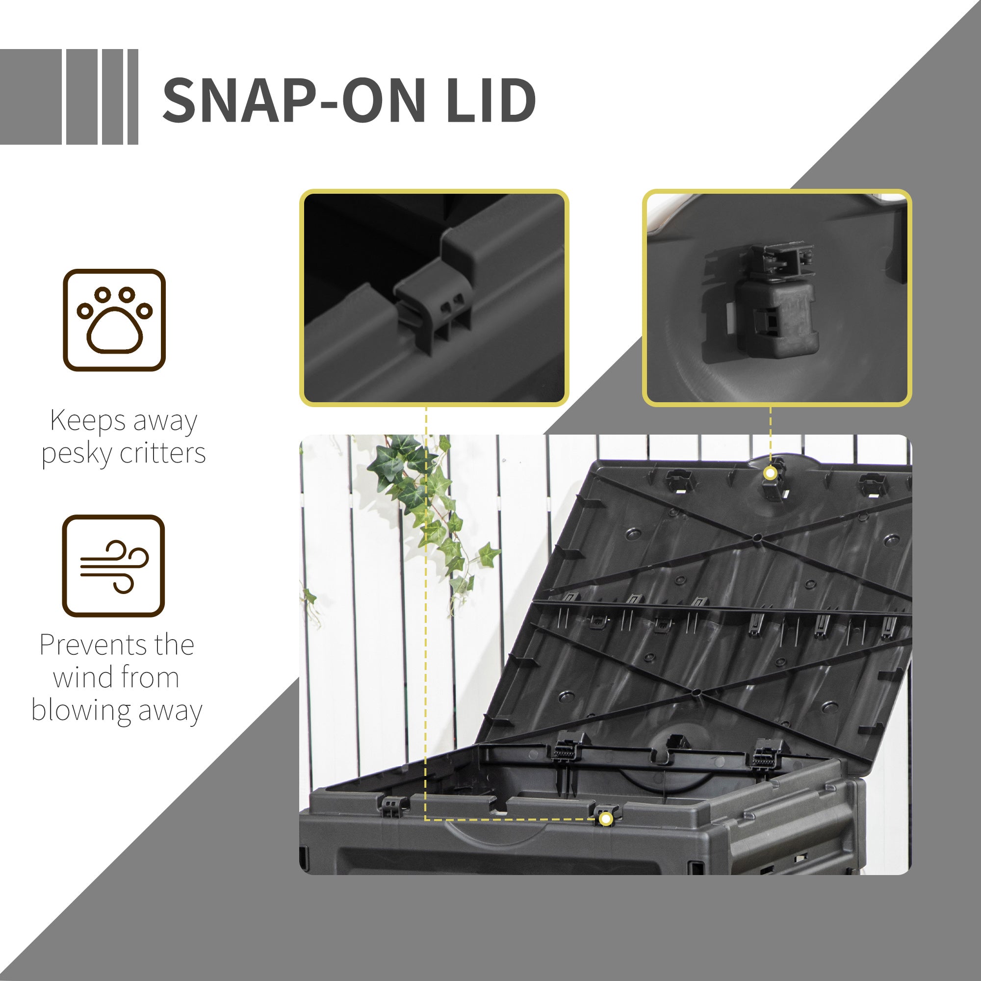 Outsunny Compost Bin, 120 Gallon (450L) Garden Composter with Gloves, 80 Vents and 2 Sliding Doors, Lightweight & Sturdy 