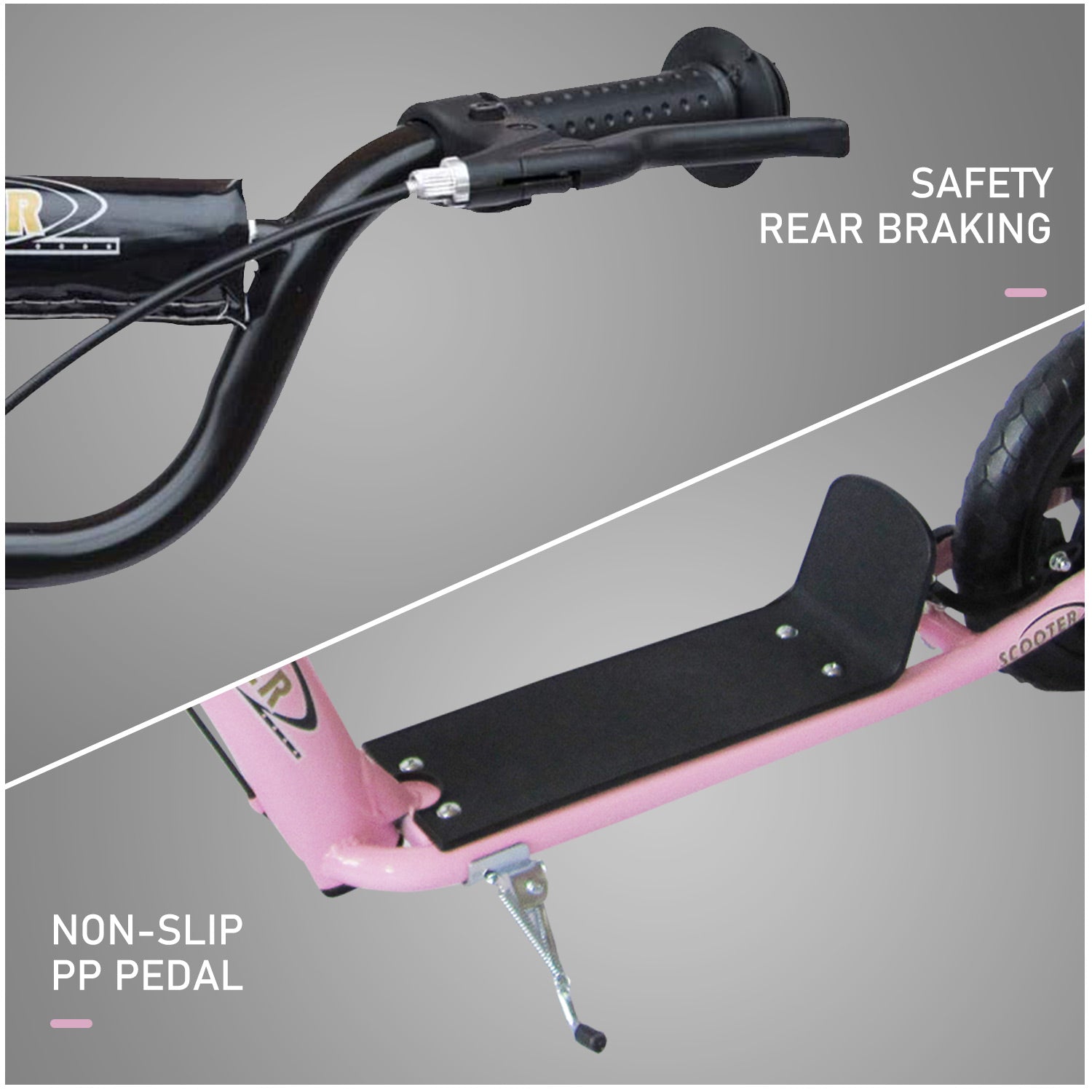 HOMCOM Kids Pro Stunt Scooter: Adjustable, 12" Tire, Street Design, Pink 