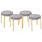 HOMCOM Stackable Dining Stools: Backless Round Velvet-Touch Stools Set of 4, Grey Finish with Metal Legs for Kitchen Accent