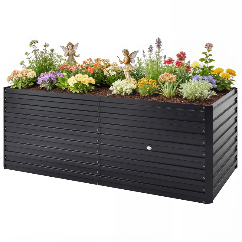 5' x 3' x 2' Raised Garden Bed, Galvanized Planter Box for Growing Flowers, Herbs and Vegetables, Black