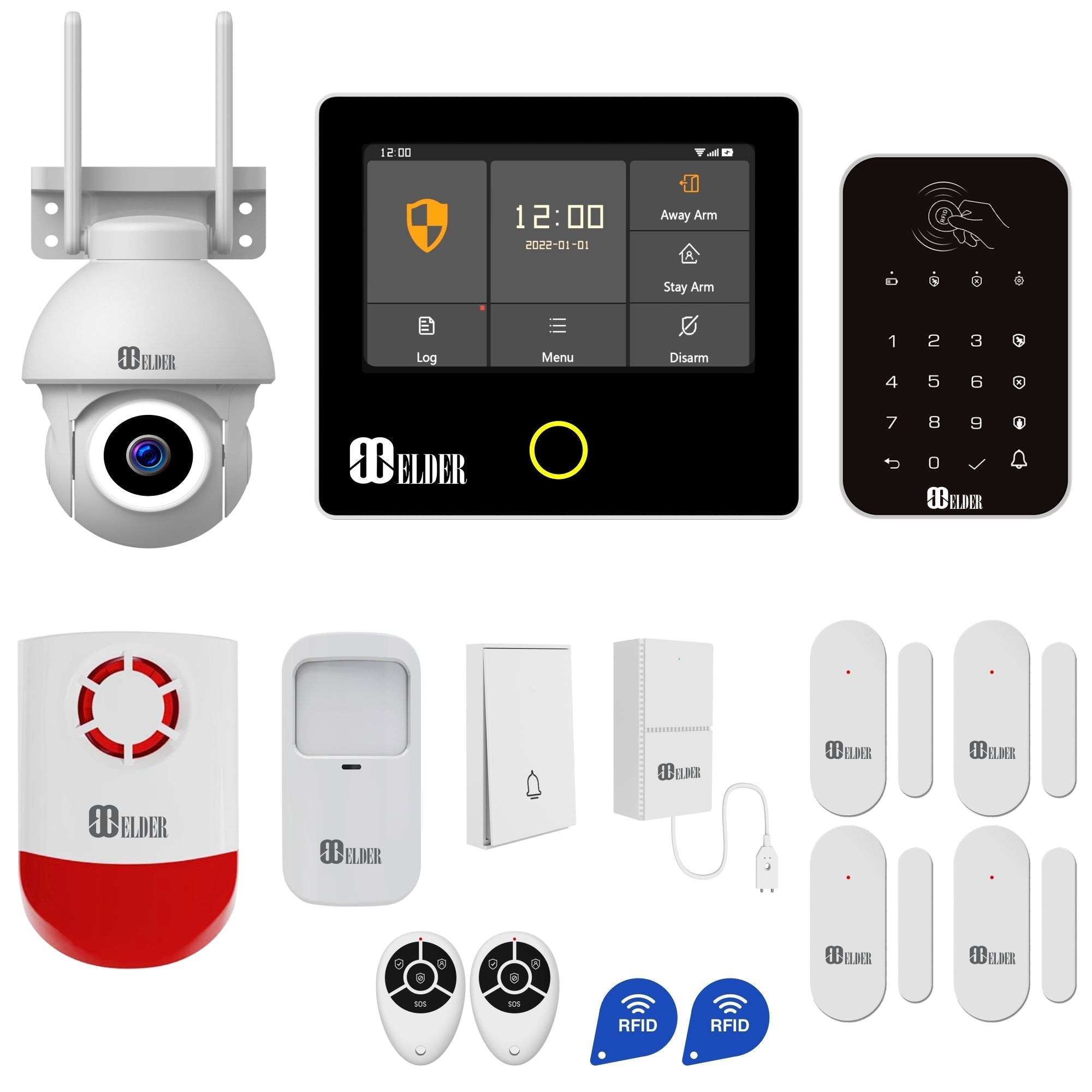 Alarm System & Security Camera Wireless 15-Piece WiFi & 4G Smart Home Alarm Kit DIY, Keypad, Outdoor Siren, Doorbell, Leak, Motion Sensors, Works with Hey Google & Alexa 