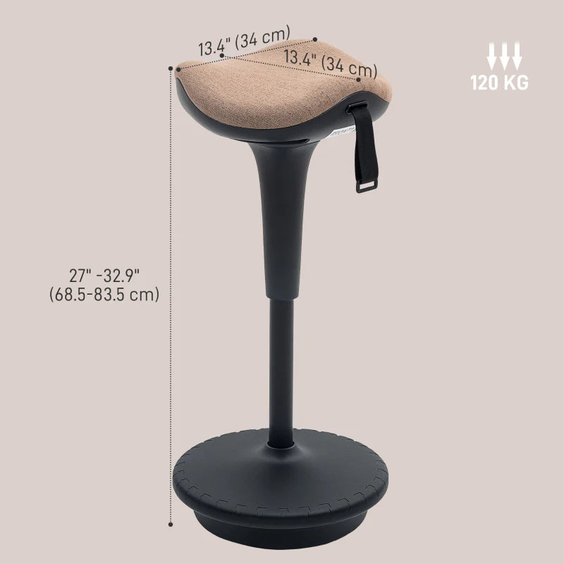 Swivel Standing Desk Chair, Adjustable Active Ergonomic Standing Stool, Backless Wobble Stool Chair, Brown