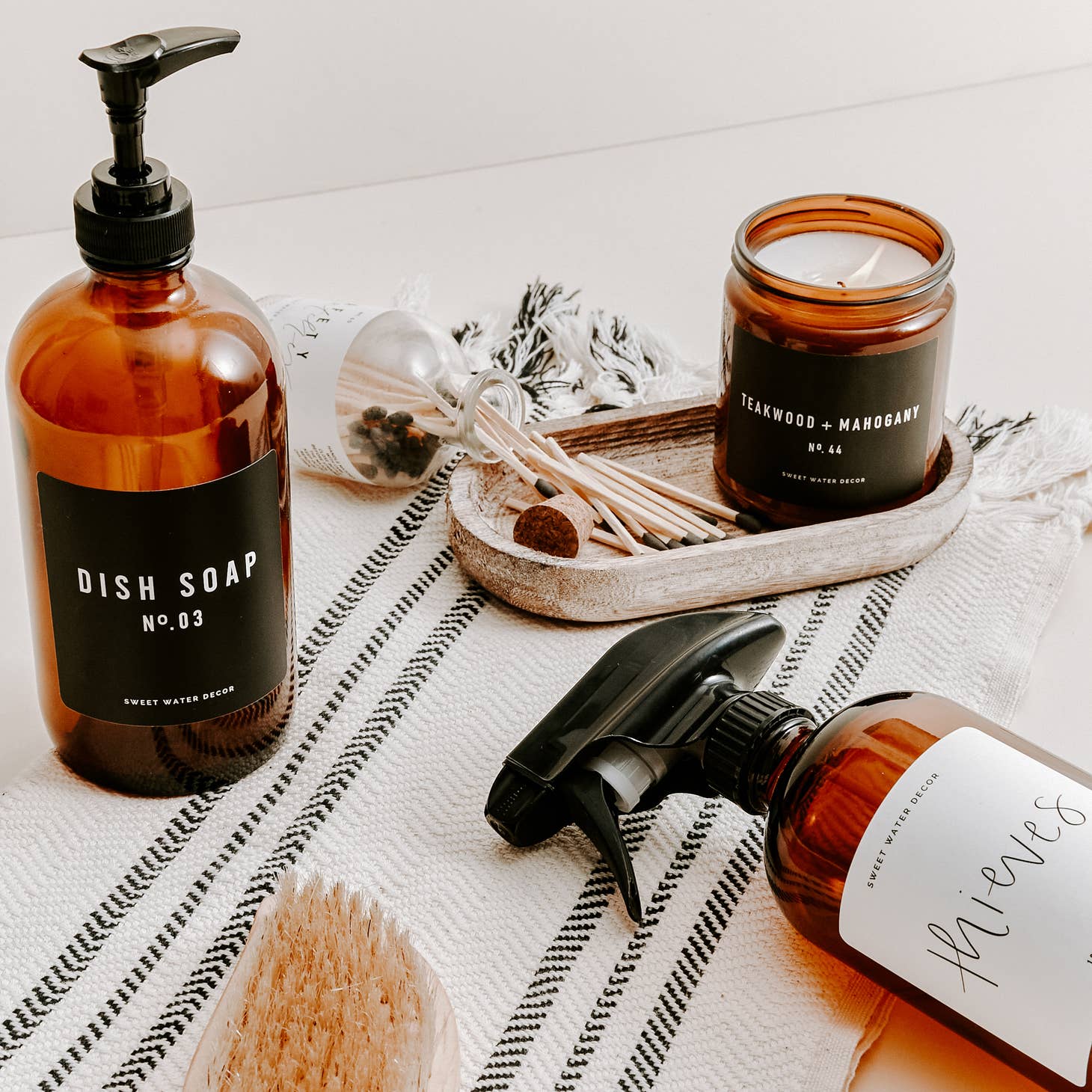 Amber Glass Dish Soap Dispenser 