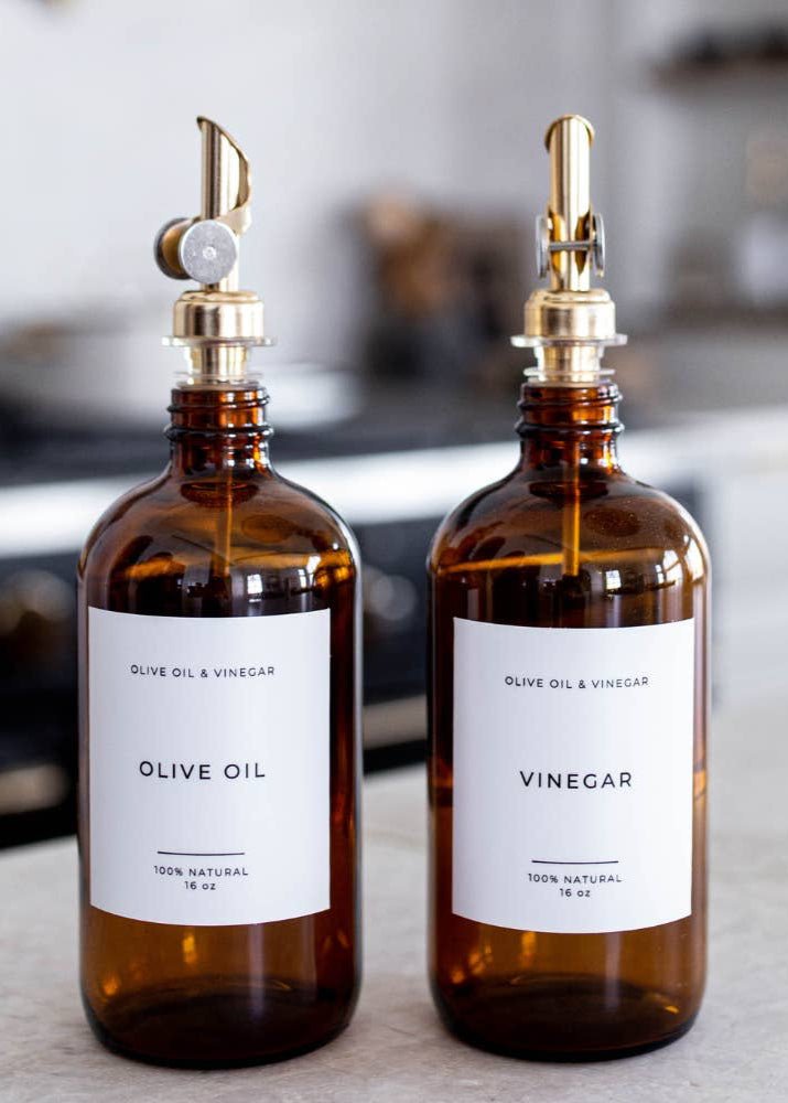 Amber Glass Olive Oil Dispenser Bottle 