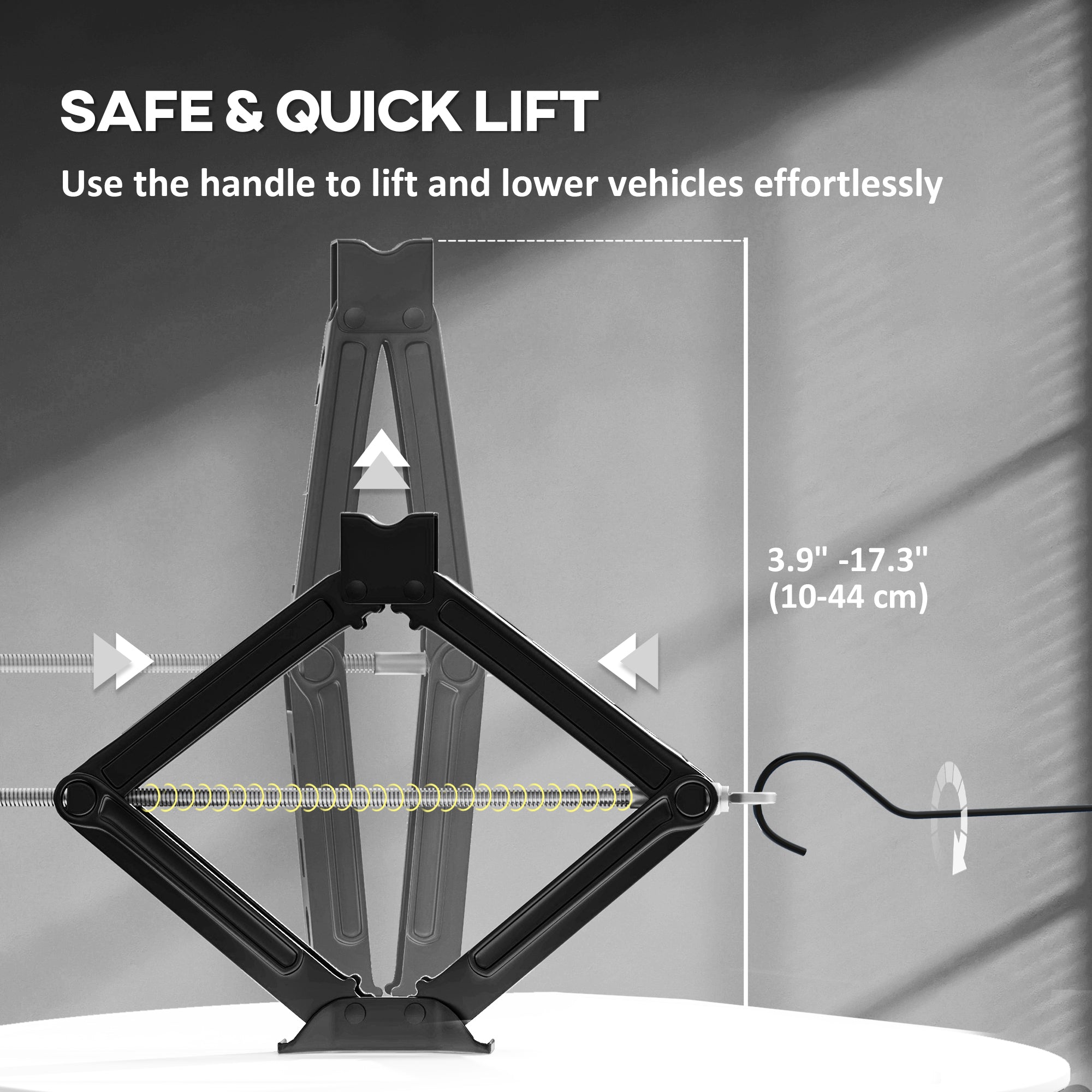 HOMCOM Steel Car Jack, Portable Scissor Jack, 2 Ton (4400 lbs) Capacity for Auto Sedan SUV MPV Tire Changes & Repairs, Black 