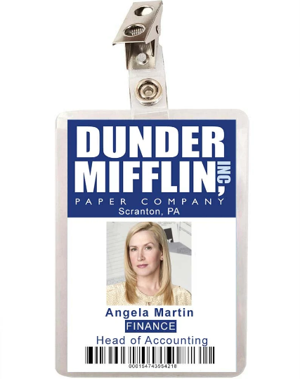 The Office Angela Martin Dunder Mifflin ID Badge 