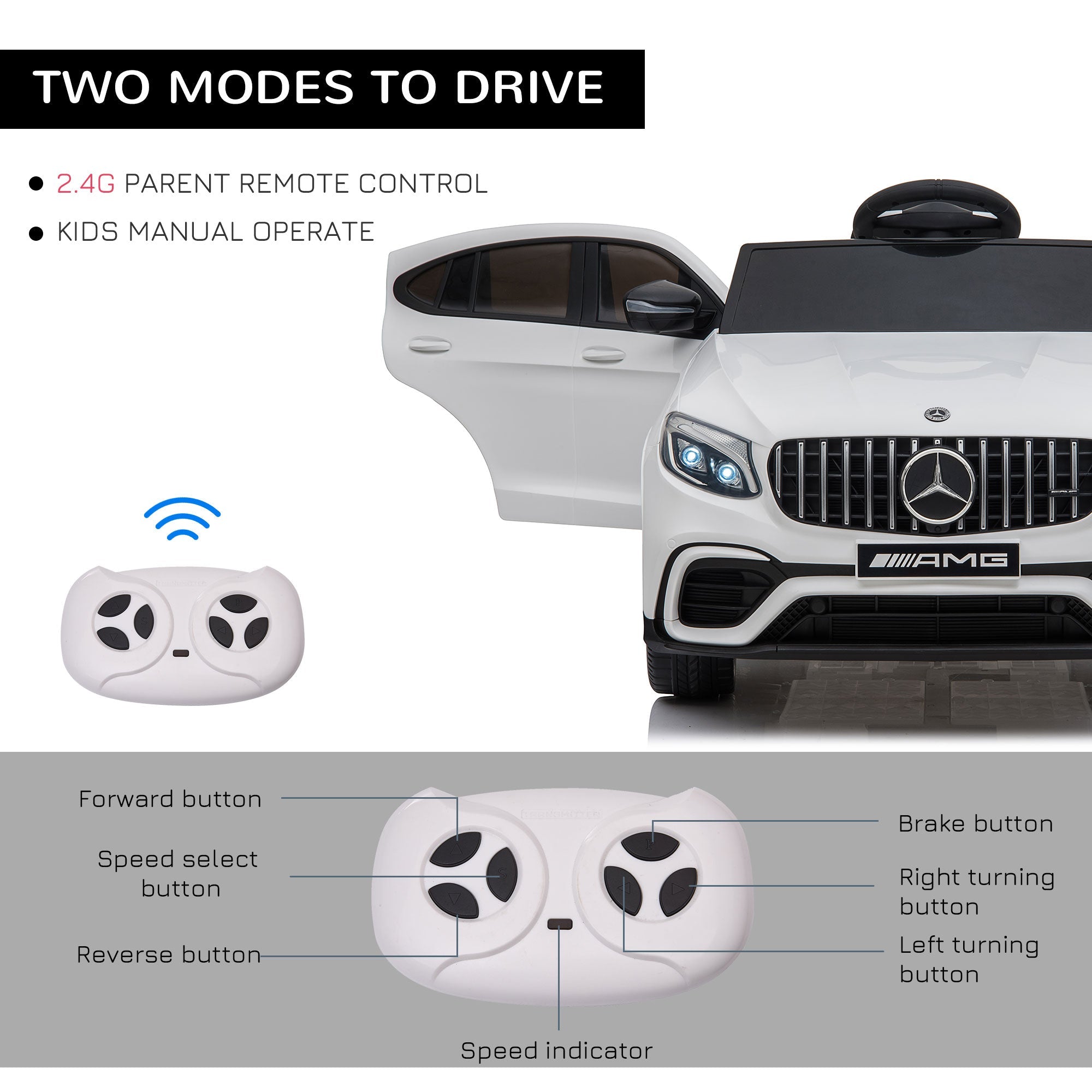 Aosom Licensed 12V Kids Electric Ride-On Car Toy with Remote Control Suspension Wheel Perfect Gift White 