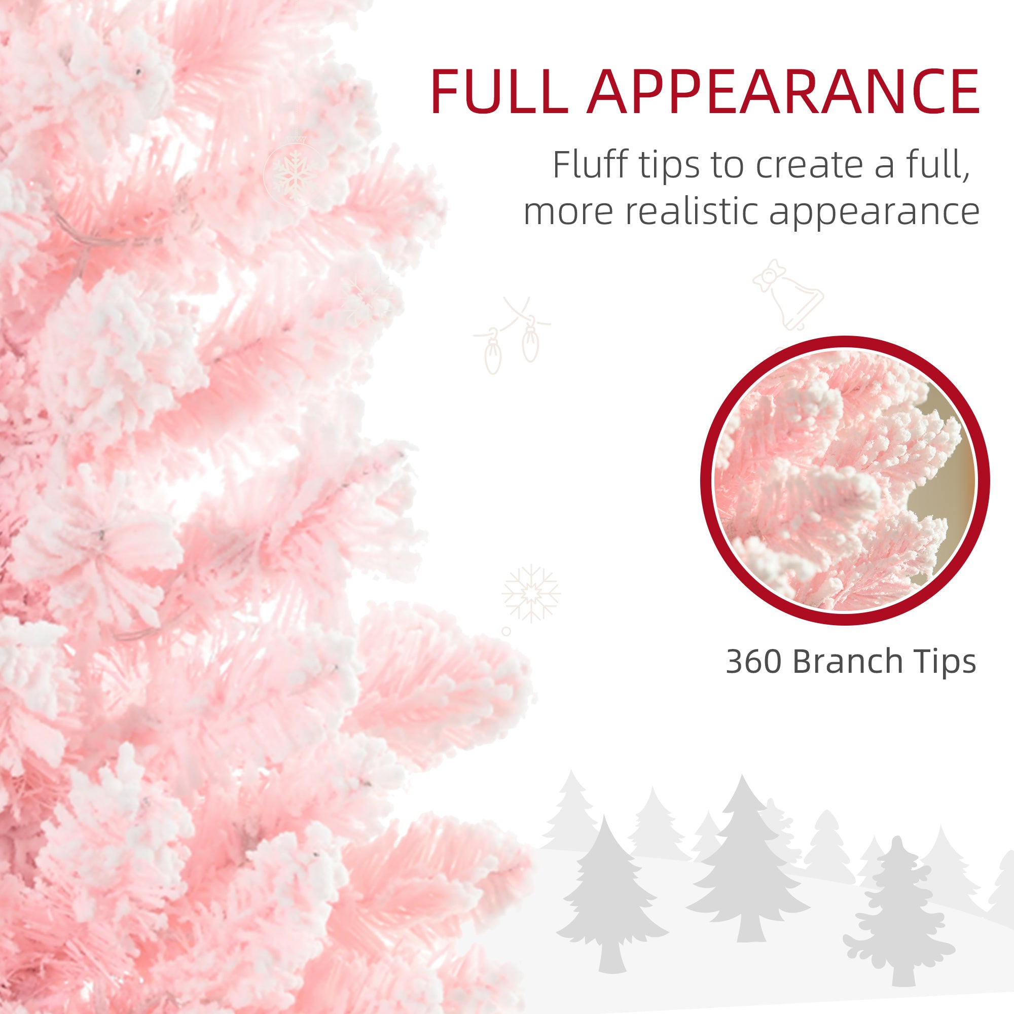 HOMCOM 6' Flocked Christmas Trees, Pencil Prelit Artificial Christmas Tree with Snow Branches, Pink 